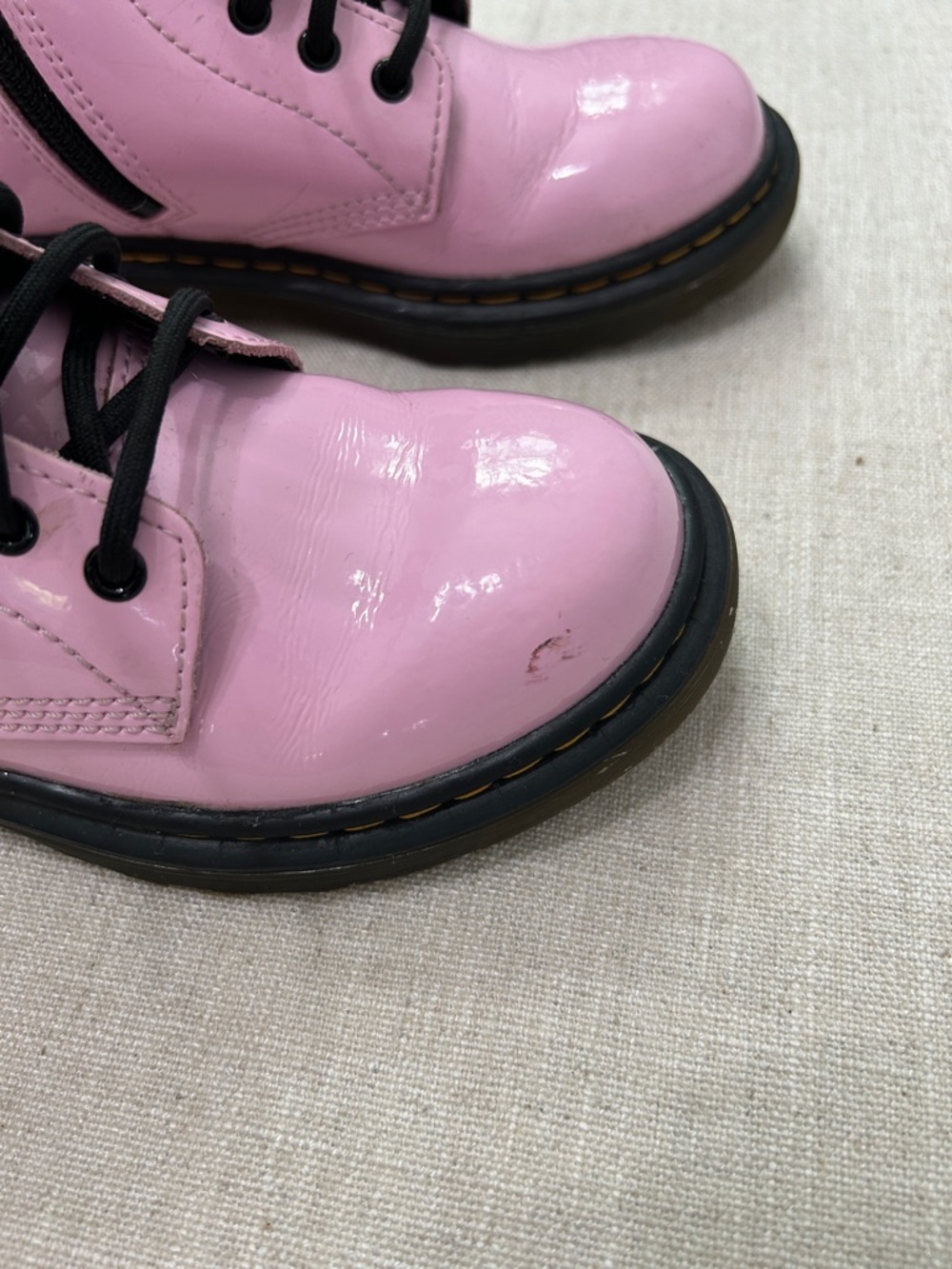 Doc Martens Boots Girls Size 1 Patent Leather Pink Moto Lace Up Girly - Picture 8 of 14